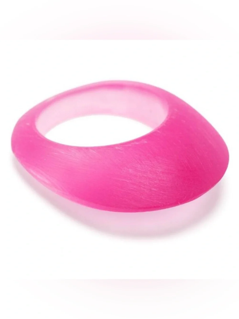 Saint Laurent Ladies Ice Effect Pink Fush Resin Ring Sz 7 new
